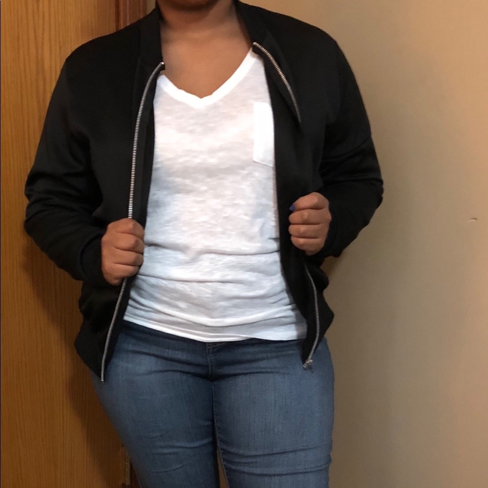 Boohoo black bomber jacket size US 14